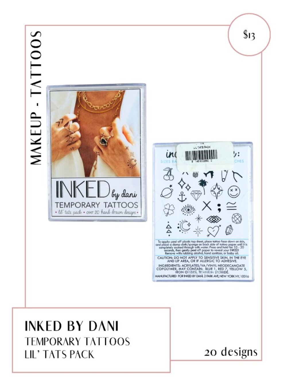 Inked by Dani Temporary Tattoos Lil' Tats Pack